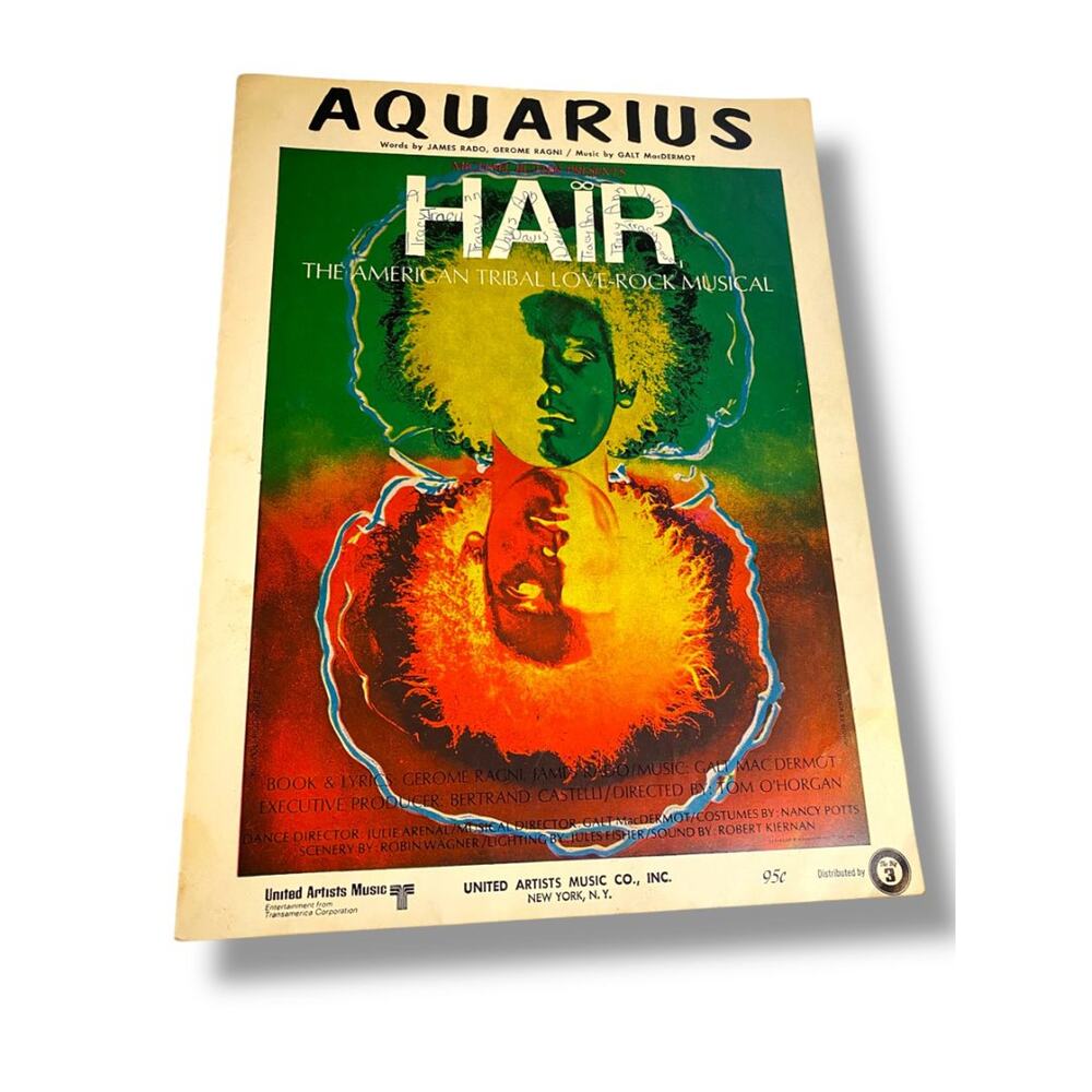 1968 Hair Aquarius Sheet Music United Artists Music C James Rado Gerome Ragni